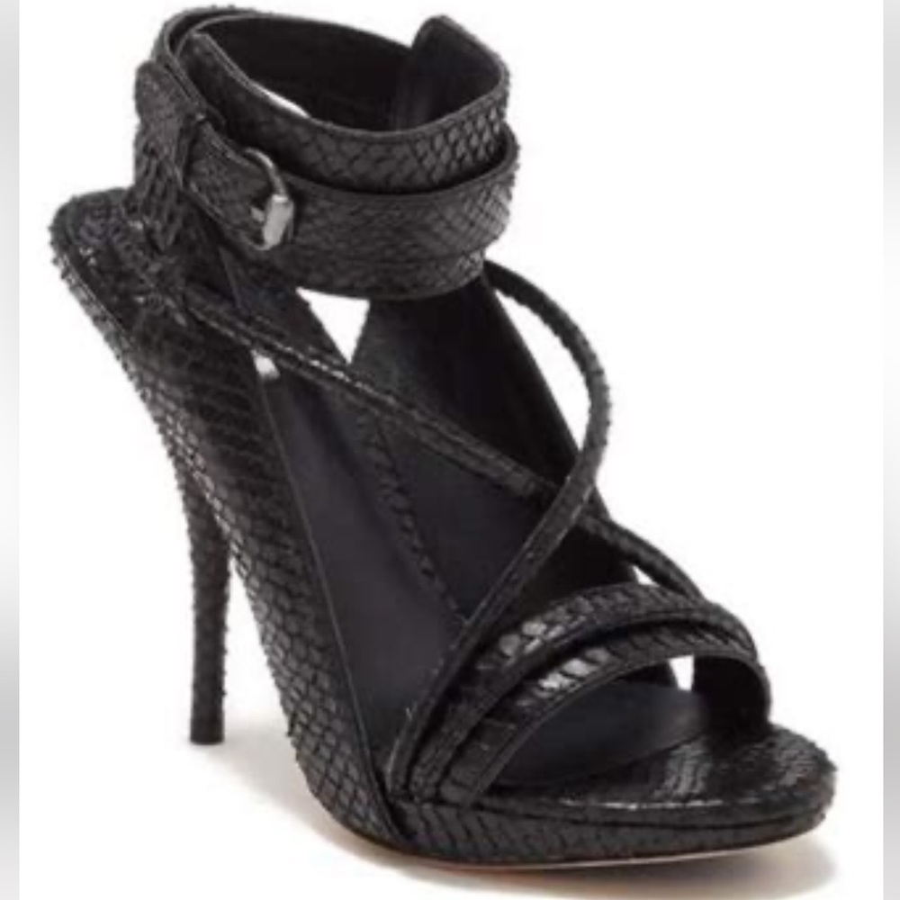 Leon Max Espouse snake skin ankle wrap stiletto strappy pristine condition 9